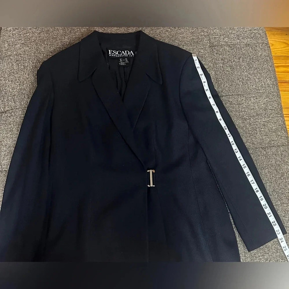 ESCADA Margaretha Ley Vintage Wrap Blazer Virgin Wool & Silk Black Sz 42 - Picture 7 of 9
